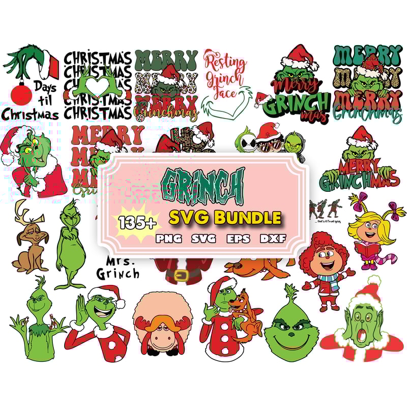135 The Grinch Svg Bundle Layered Item, Clipart, Cricut, Digital Vector Cut Files.jpg