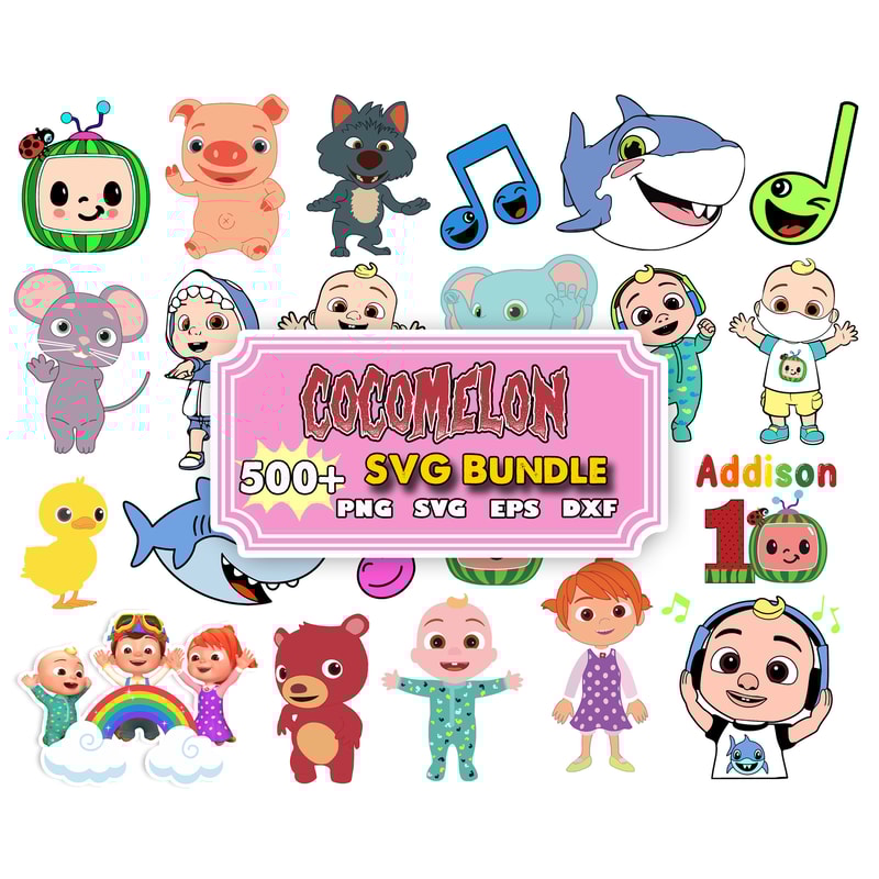 500 Cocomelon Bundle Svg, Cocomelon Svg, Cocomelon Jj Svg, Watermaleon svg, High quality.jpg