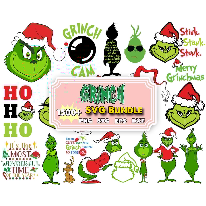 1500 The Grinch Svg Bundle Layered Item, Clipart, Cricut, Digital Vector Cut Files.jpg