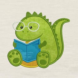 dinosaur read embroidery design 3 sizes reading pillow-instant d0wnl0ad