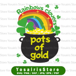 st patrick's day png - rainbow clovers pots of gold st patrick's png - lucky shamrock - lucky clover png