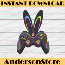 gaming controller with bunny ears funny easter video game easter day png, happy easter day sublimation design