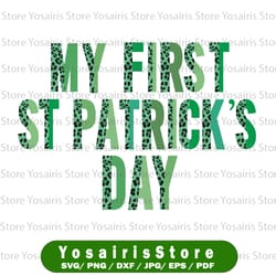 st. patrick's png my first st. patrick's day sublimation half leopard lucky shamrock irish blessing png