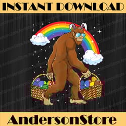 easter bigfoot , egg hunting sasquatch bunny ears easter day png, happy easter day sublimation design