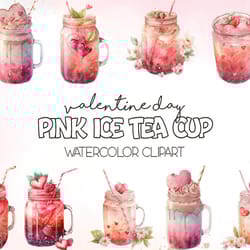 10 pink ice tea cup png happy valentines day sublimation graphic design
