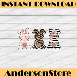 leopard easter bunny rabbit trio cute easter day easter day png, happy easter day sublimation design