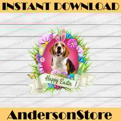 happy easter beagle wearing bunny ear eggs cool easter day png, happy easter day sublimation design