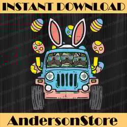 pugs monster truck bunny ears eggs easter egg hunt easter day png, happy easter day sublimation design