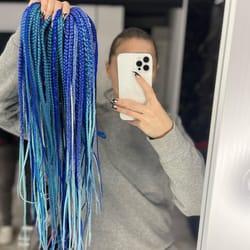 blue navy turquoise white mix ombre braids synthetic twisted smooth double ended de dreadlocks full set (60 pcs de)