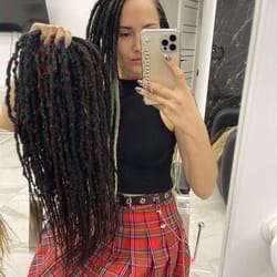 black and brown mix dreads boho synthetic crochet textured double ended de dreadlocks full set (45 pcs de)