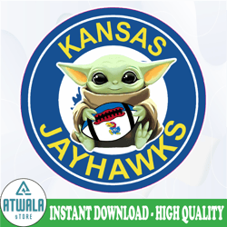 Baby Yoda with Kansas Jayhawks Football PNG,  Baby Yoda png, NCAA png, Sublimation ready, png files for sublimation