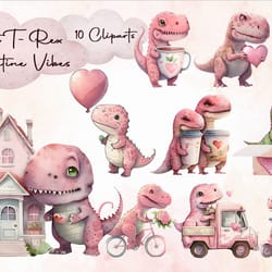 10 clipart cute valentine t-rex png valentine animal sublimation download