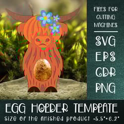 scottish highland cow | easter egg holder template