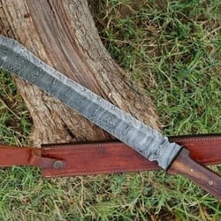 custom made damascus sword, full tang damascus sword, double edges
