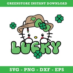 luky hello kitty benito svg, st. patrick's day svg, bad bunny svg, hello kitty svg, png dxf eps file