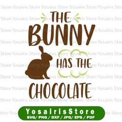 the bunny has the chocolate svg cut file. easter bunny svg. rustic easter svg. farmhouse easter design. vintage easter
