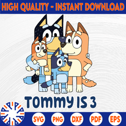 bluey birthday party svg, personalised bluey svg birthday girl boy bluey bingo