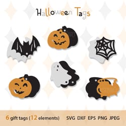 halloween gift tags, tags svg bundle, printable gift tags svg, pumpkin svg, ghost svg, dxf, eps, png, jpeg download