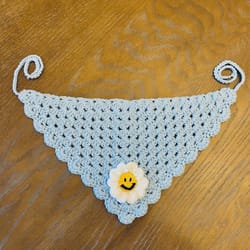 crochet daisy hair scarf, granny square bandana, daisy bandana flower headband, crochet hair accessory, crochet bandana