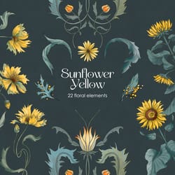 modern floral elements, vintage botanical clipart