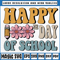 happy 100th day of school teachers students svg, retro 100 days of school svg, 100th day of school, digital download