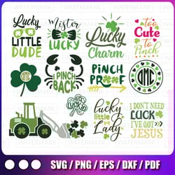 st. patrick's day svg bundle clover shamrock pinch st pattys irish svg dxf eps jpeg png clipart cricut silhouette cut
