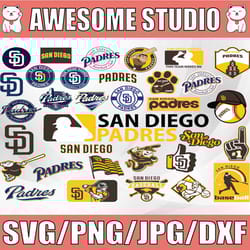 33 files san diego padres svg, cut files, baseball clipart, sport svg, mlbg svg, clipart