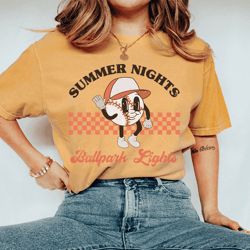 summer nights ballpark lights tee
