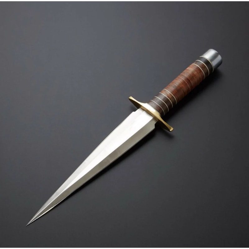 d2 steel dagger knife with beautiful leather handle included leather sheat.png