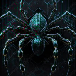 art illustration, spider in the web, cyber security style, jpg image
