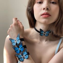 genuine leather bracelet with 3  butterflys, women's bracelet, leather butterflys, bracelet with butterflys