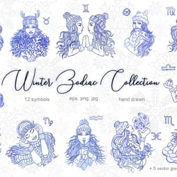 12 files of winter zodiac collection svg birthday gift sign svg cricut files bundle