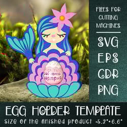 mermaid with seashell | chocolate egg holder template svg
