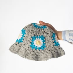 crochet summer hat, crochet hat, handmade vintage hat, granny square crochet hat