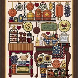 french country kitchen vintage cross stitch pattern pdf miniature embroidery interior compatible pattern keeper