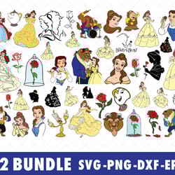 disney beauty and the beast svg bundle files for cricut, silhouette, beauty and the beast disney svg