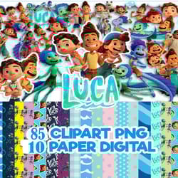 10 digital paper luca shirts, 85 luca png clipart, instant digital download
