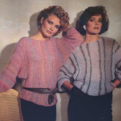 set vintage knitting pattern 252 bat wing & mohair dolman pullover women