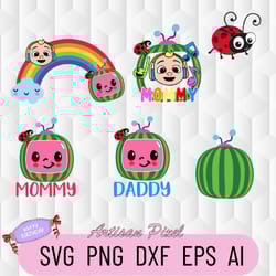 cocomelon svg, cocomelon bundle svg, cocomelon family svg, cocomelon rainbow svg