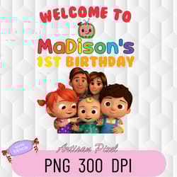 personalize the cocomelon png, birthday cocomelon characters png, birthday png, cocomelon birthday