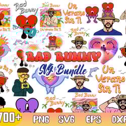 bad bunny bundle clipart svg, un verano sin ti, bad bunny vacation,bad bunny heart sad