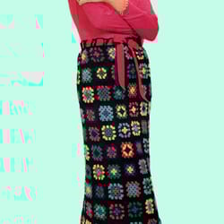 vintage crochet pattern 253 millefleurs maxi skirt women granny squares