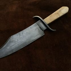 bowie knfie, handmade bowie steel aged knife, bowie spring knife, hand forged bowie knife