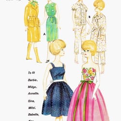 barbie vintage sewing pattern pdf fashion dolls size 11 1/2 inches butterick 3385