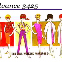 barbie vintage sewing pattern pdf fashion dolls size 11 1/2 inches advance 3425
