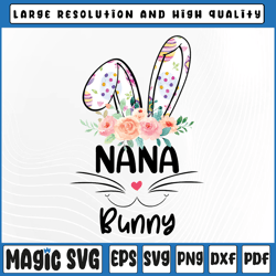 cute nana bunny easter png, sublimation png digital download, printable easter - rabbit, easter, sublimation download