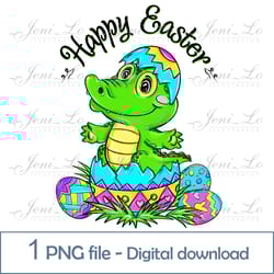 cute baby crocodile 1 png file easter eggs clipart kids design first easter sublimation little animal digital download