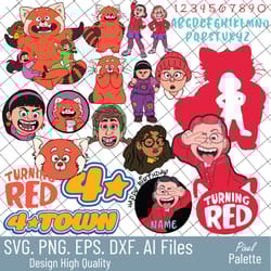 turning red svg bundle, turning red clipart, turning red logo shirt, turning red birthday, turning red alphabet font, tu