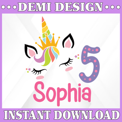 personalized custom unicorn svg, birthday name and age number unicorn cute face unicorn birthday svg, silhouette