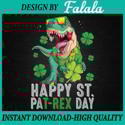 happy st pat t-rex saint patrick's day dinosaur boys kids png, patrick day png, digital download